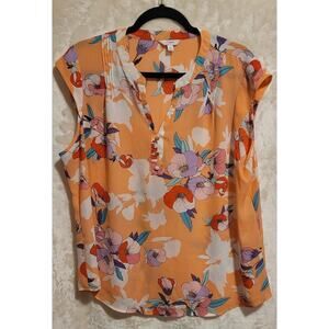 Candies Floral Print Sleeveless Women's Polyester Blouse Top Size XXL